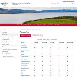 Government of Newfoundland and Labrador Crown Lands Website Design and Development – Sub