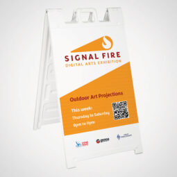 Signal Fire Digital Arts Exhibition Sandwich Board Design